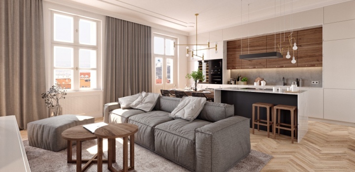 Byt s luxusní terasou Praha 3 - 127m